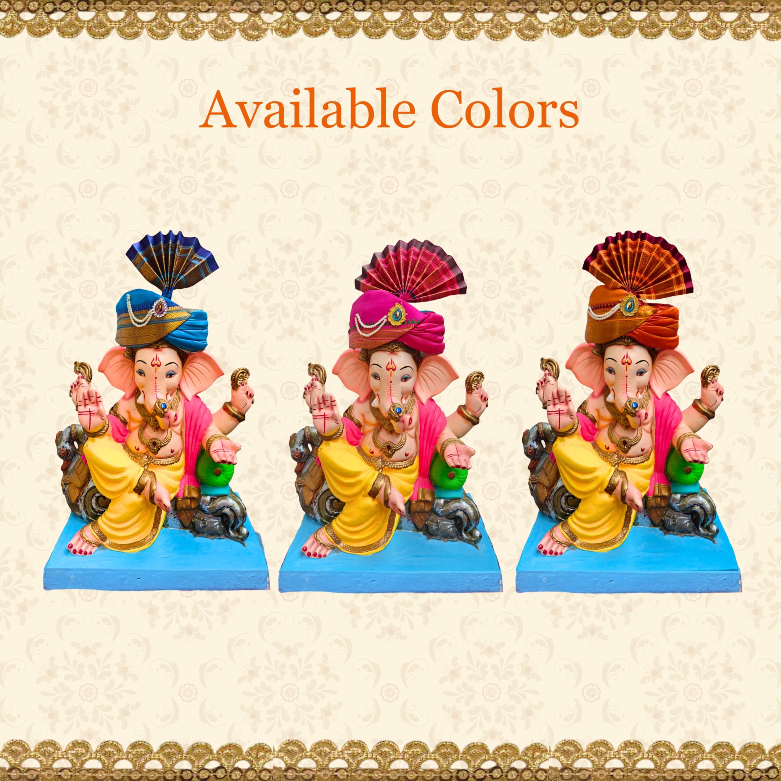 Punyatva Ganpati Feta Mukut (Turban, Silk, Pink) / Ganesh Pheta/Gauri Ganpati Festival Decoration Accessories/Ganpati Jewellery/